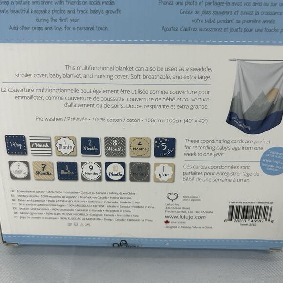Lulujo Baby Cotton Muslin Blanket I Will Move Mountains Throw Boy Monthly Count - Picture 6 of 6